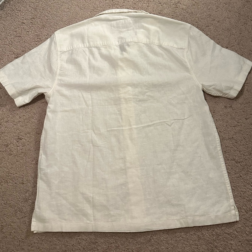 Men’s White Summer Linen-Blend Shirt - Size S - Picture 2 of 4